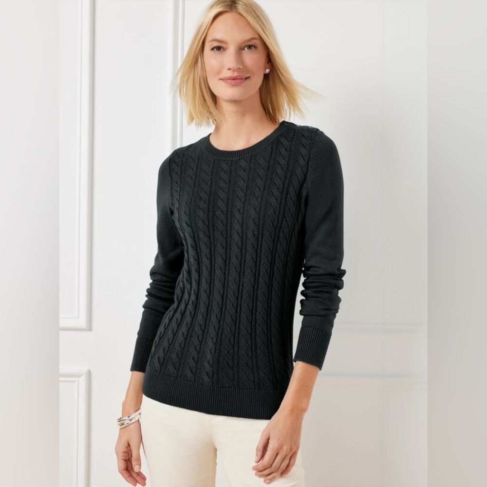 Talbots Soft Cable Knit Crewneck Sweater Size L